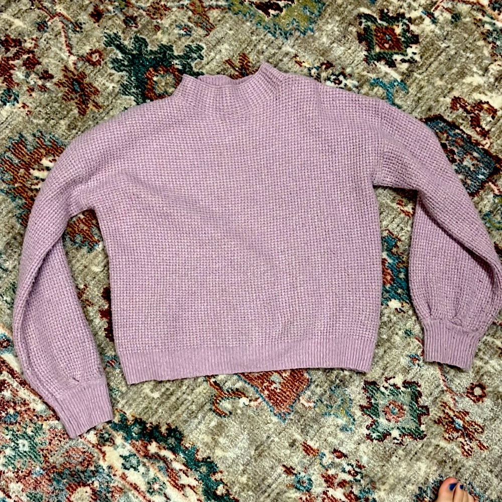 Lilac cropped mock neck sweater